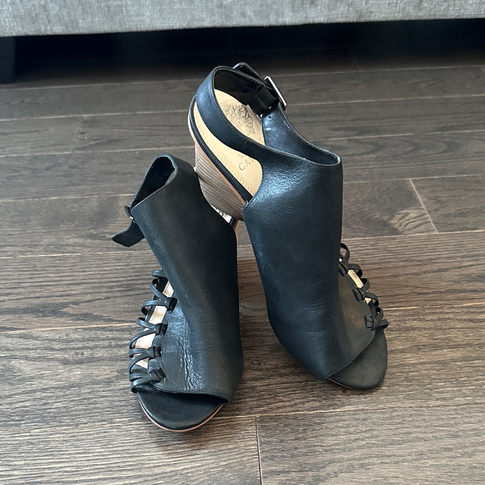 Vince Camuto Black Open-Toe Heels